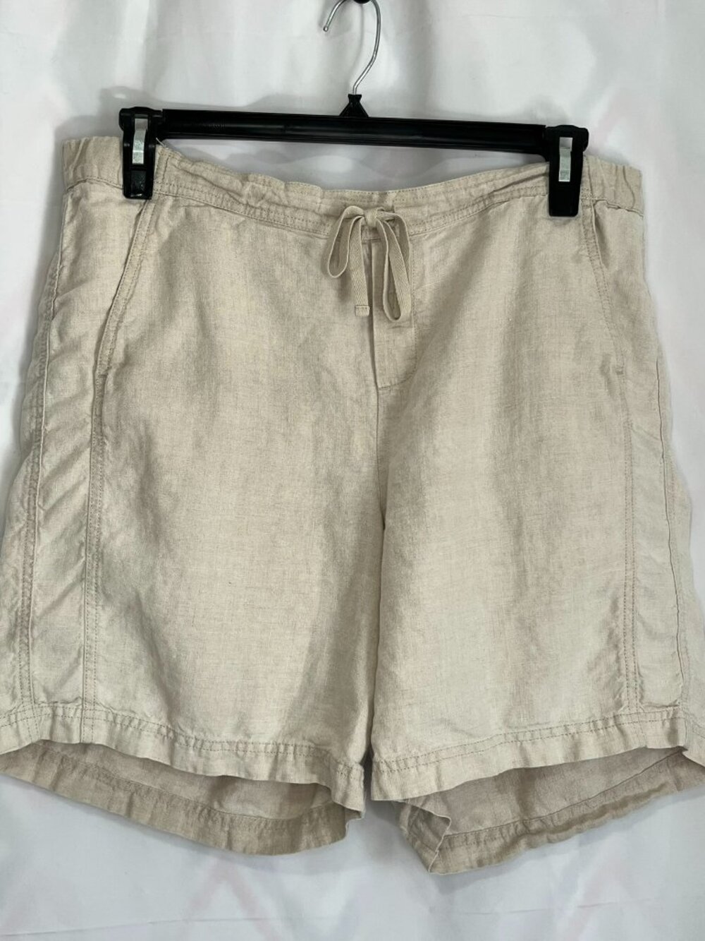 J.Jill Love Linen Oatmeal 100% Linen Drawstring Shorts Large Khaki Tan RN 97641
